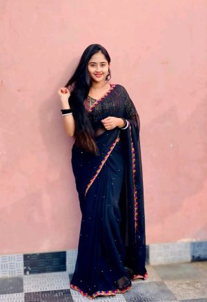 Indian Soft Weight Less Jorjet Saree with Less Work