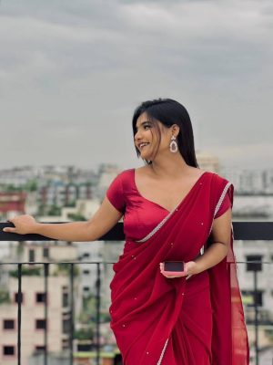 Indian Soft Weight Less Jorjet Saree with Less Work